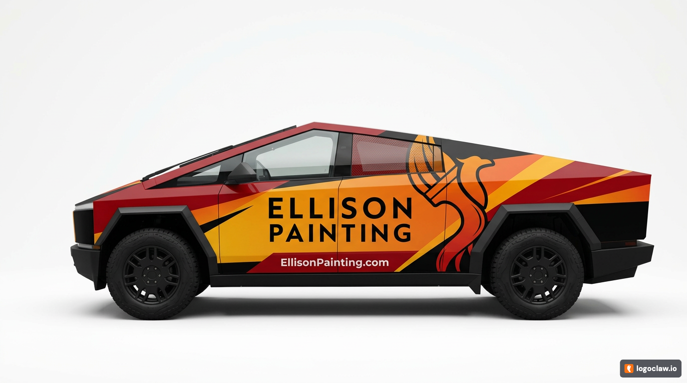 Ellison Painting vehicle wrap generated from uploaded logo